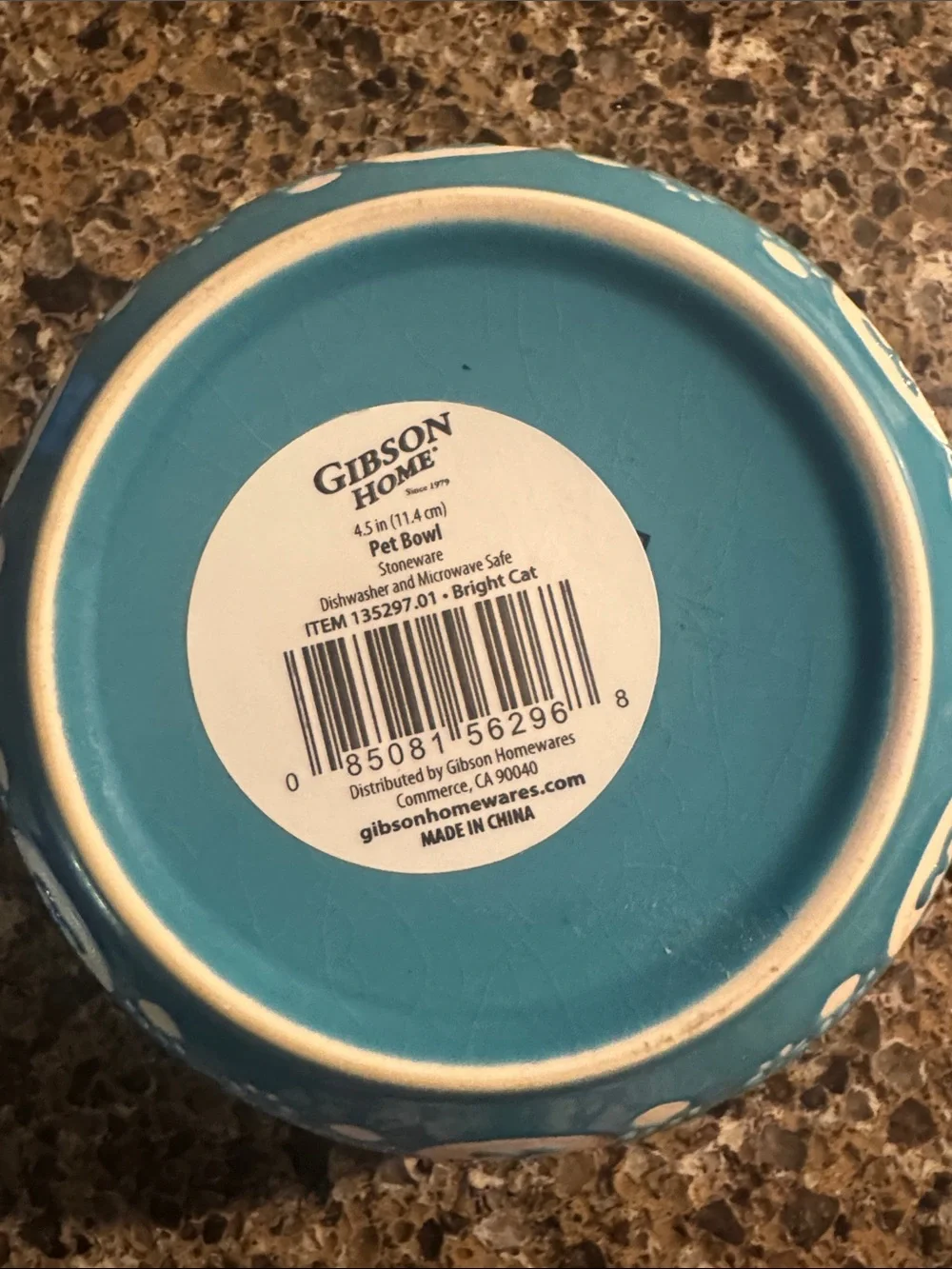 NEW Ceramic Cat Bowl in Teal Blue with White Cat & Fish Pattern - So Cute!!!